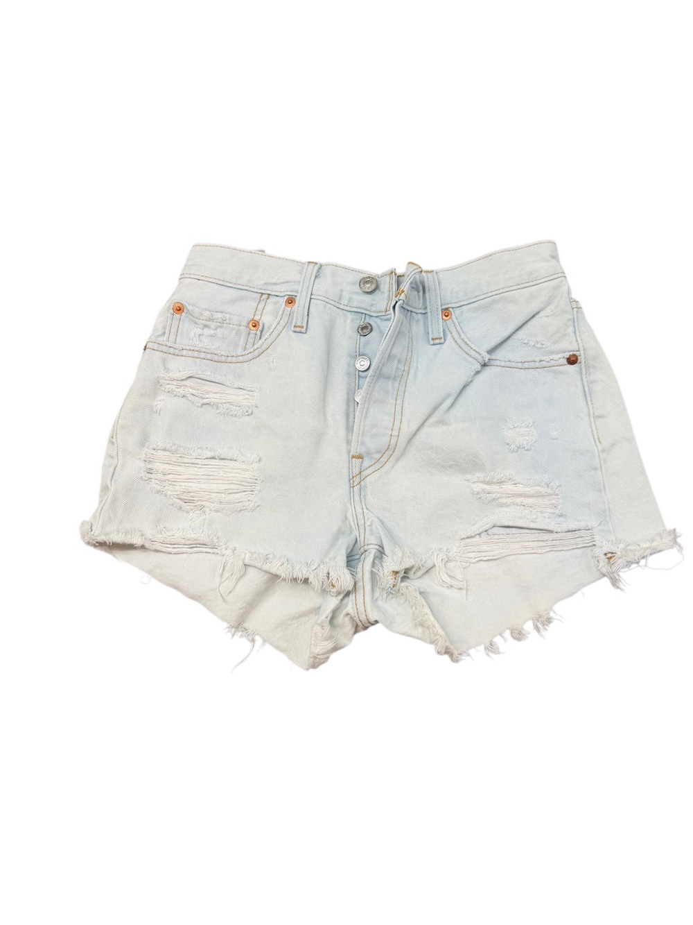 Levi's Light Blue Distressed High-Rise Denim Shorts